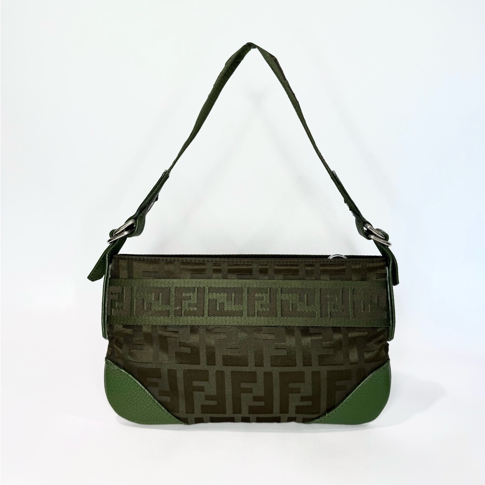 ✨SOLD✨ Vintage Fendi Green Zucca Shoulder Bag - Picture 8 of 13